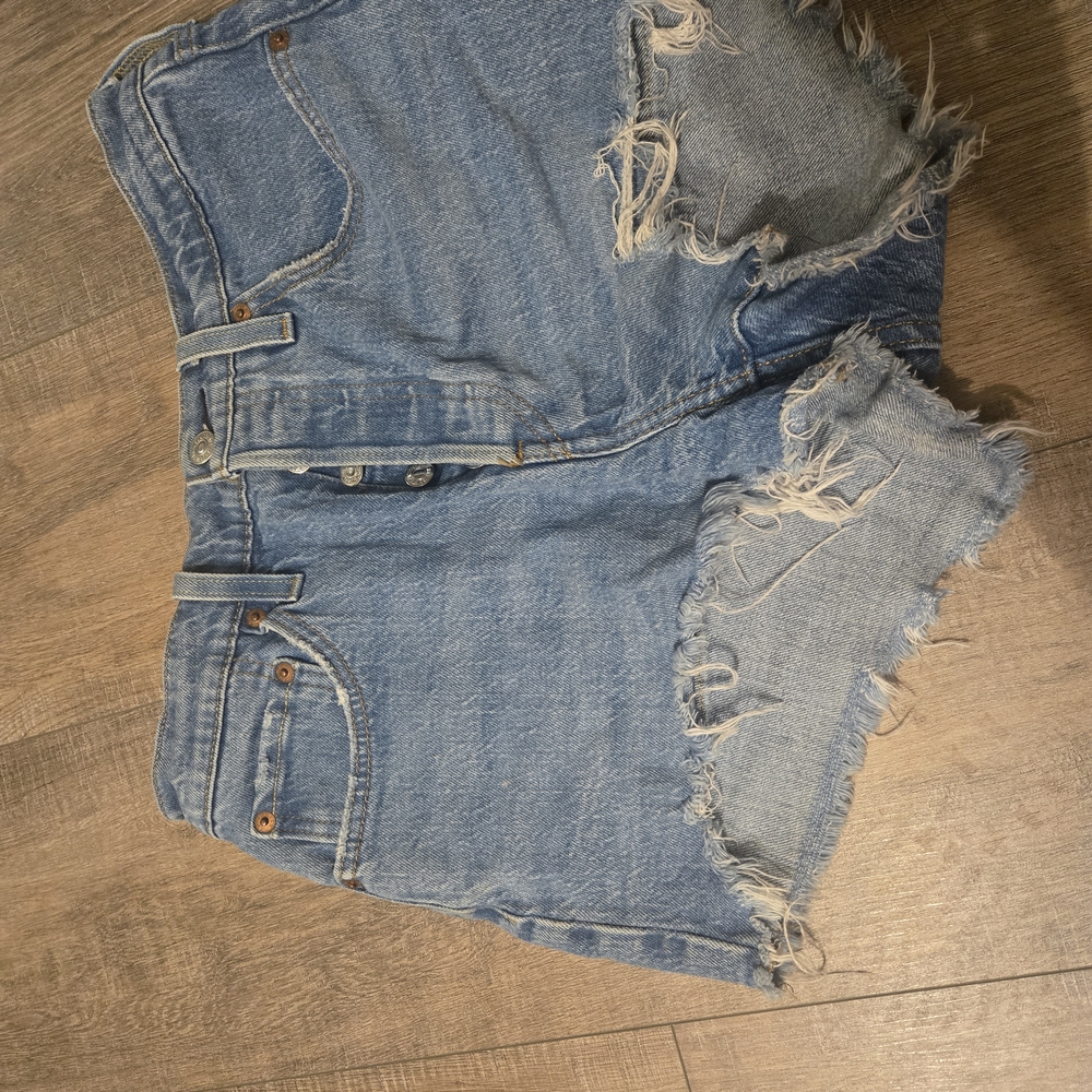 Levi's Light Blue Distressed Denim Jean Shorts